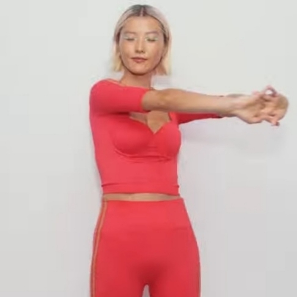 adidas x IVY PARK NWT  Circular Knit Crop Top Coral - Picture 5 of 6